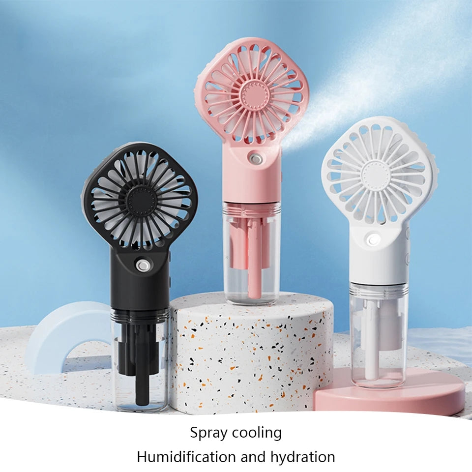 Handheld Mini Air Conditioner USB Rechargeable Portable Humidifier Mist Cooler Cooling Spray Humidifier Fan for Home/Office/ Dorm.