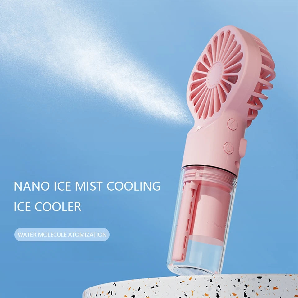 Handheld Mini Air Conditioner USB Rechargeable Portable Humidifier Mist Cooler Cooling Spray Humidifier Fan for Home/Office/ Dorm.